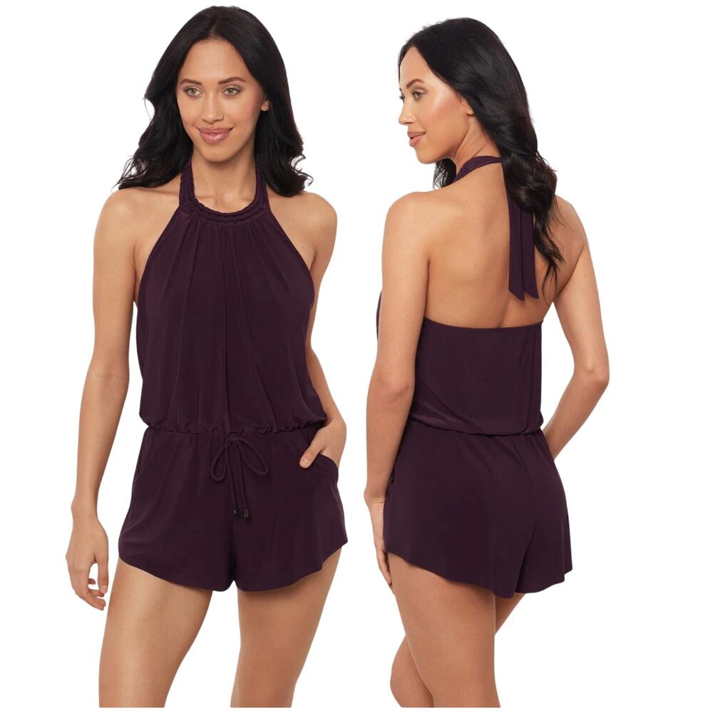 Magicsuit NWT Piper Prune One Piece Swimsuit Romper Size 10 Underwire Bra Purple